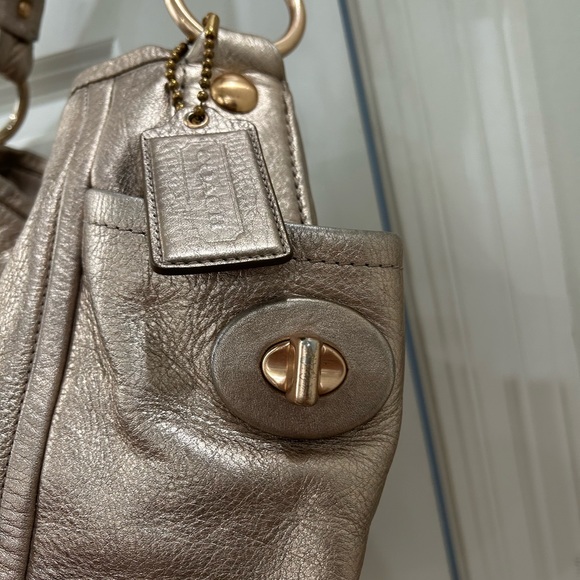 Rose Gold Metallic Coach Shoulder Bag - Picture 4 of 8